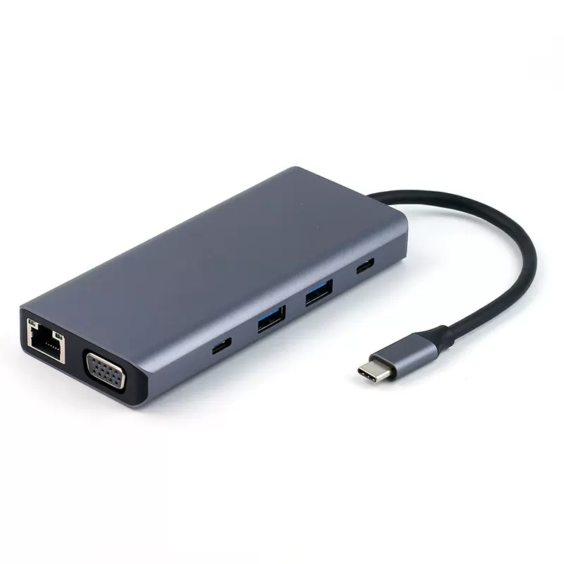 typec转HDMI扩展坞VGA笔记本rj45千兆网卡十合一3.0hub分线器PD口