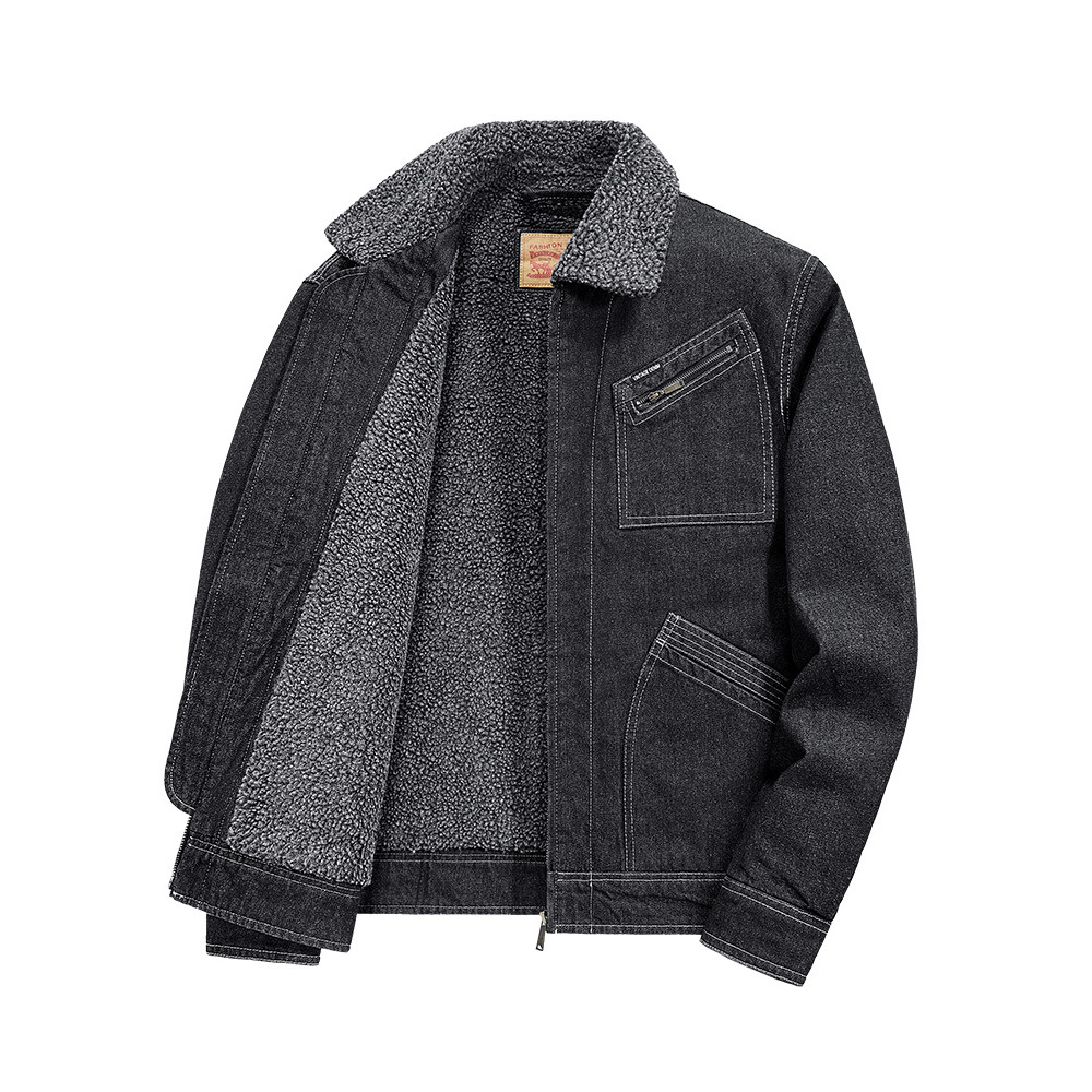 23 Fall/Winter new washed denim lapel jacket, processed with a vintage wash technique, offering a unique texture and a crisp, structured look