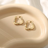 Golden square advanced earrings stainless steel, high-quality style