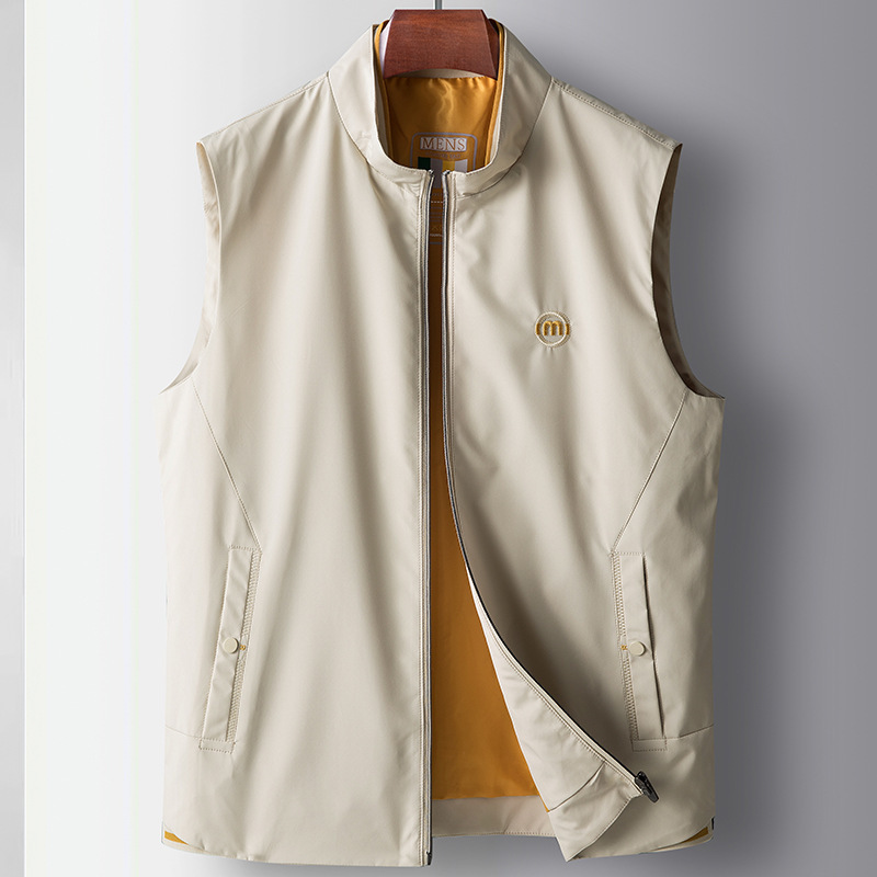 Group Purchase Vest Men's Thin Spring & Fall Season Popular Stand-Up Collar Zipper Loose Sleeveless Vest Outer Wear Light Vest
