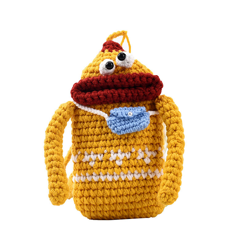 INS misma moda estilo coreano estilo occidental divertido salchicha boca lana niños niñas teléfono móvil bolsa de mensajero