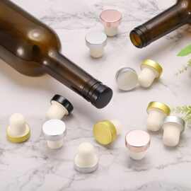 新款简约高分子红酒堵塞玻璃瓶酒瓶瓶盖木塞苏打水瓶盖铝皮木盖