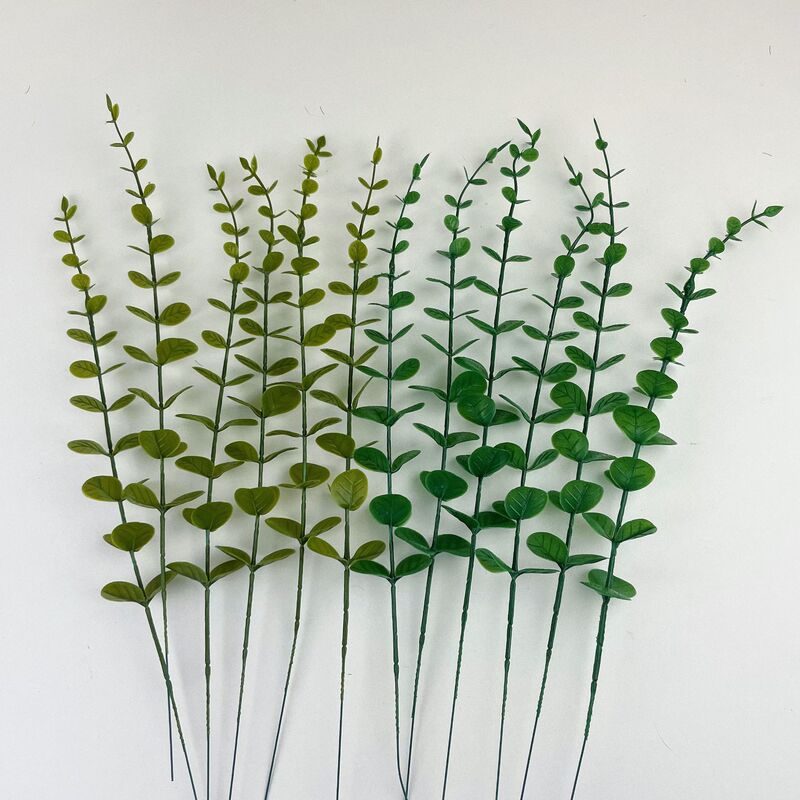 Single Eucalyptus Leaf Wholesale Cross-Border Money Leaf Ornaments Wedding Decoration Simulated Green Plants Simulated Flowers and Flower Materials