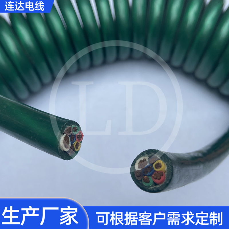 厂家销售批发 电源弹簧线 PU螺旋弹簧线 7芯汽车连接线