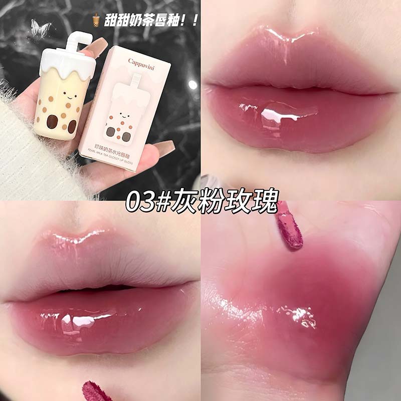 CAPPUVINI té de leche de perla esmalte de labios esmalte de mujer textura de espejo de agua limpia lápiz labial transfronterizo maquillaje al por mayor