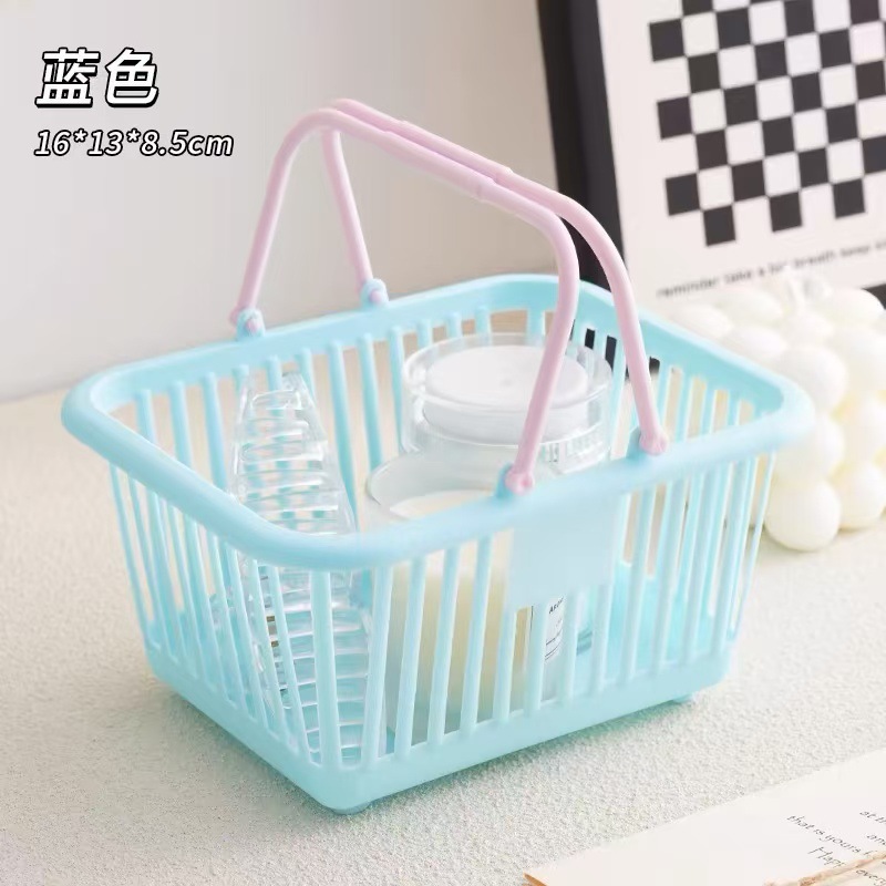 Cesta de almacenamiento portátil macarón encantadora rosa de corazón de niña pegatinas de papelería accesorios de escritorio cesta de almacenamiento