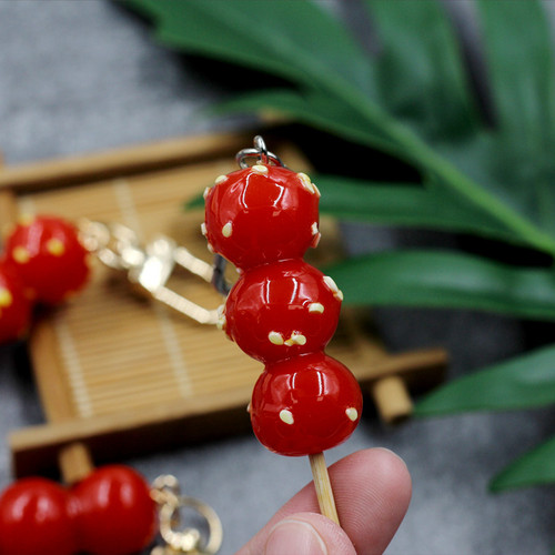 Fun and creative simulation food candied haws skewer keychain hawthorn skewer pendant bag decoration student small gift