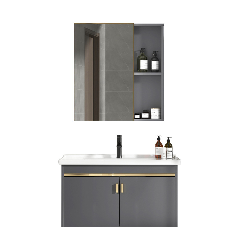 Gabinete de baño de aleación de aluminio moderno espacio combinado lavabo lavabo balcón cerámica lavabo integral lavabo image 5