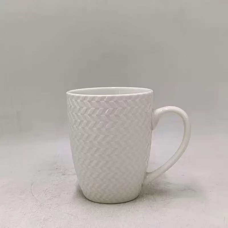 Taza de cerámica blanca pura simple taza de relieve taza de café taza de leche de gran capacidad taza de agua de oficina image 7