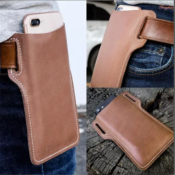 Spot Universal Waist-Mounted Mobile Phone Bag, Outdoor Leather Edc Tool Bag, Belt-Wearing Mobile Phone Leather Case