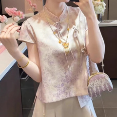 夏のクールでエレガントな衣装、軽い贅沢、ハイエンド、超人気、新しい中国風の禅スタイルのボタン付きベストシャツトップス
