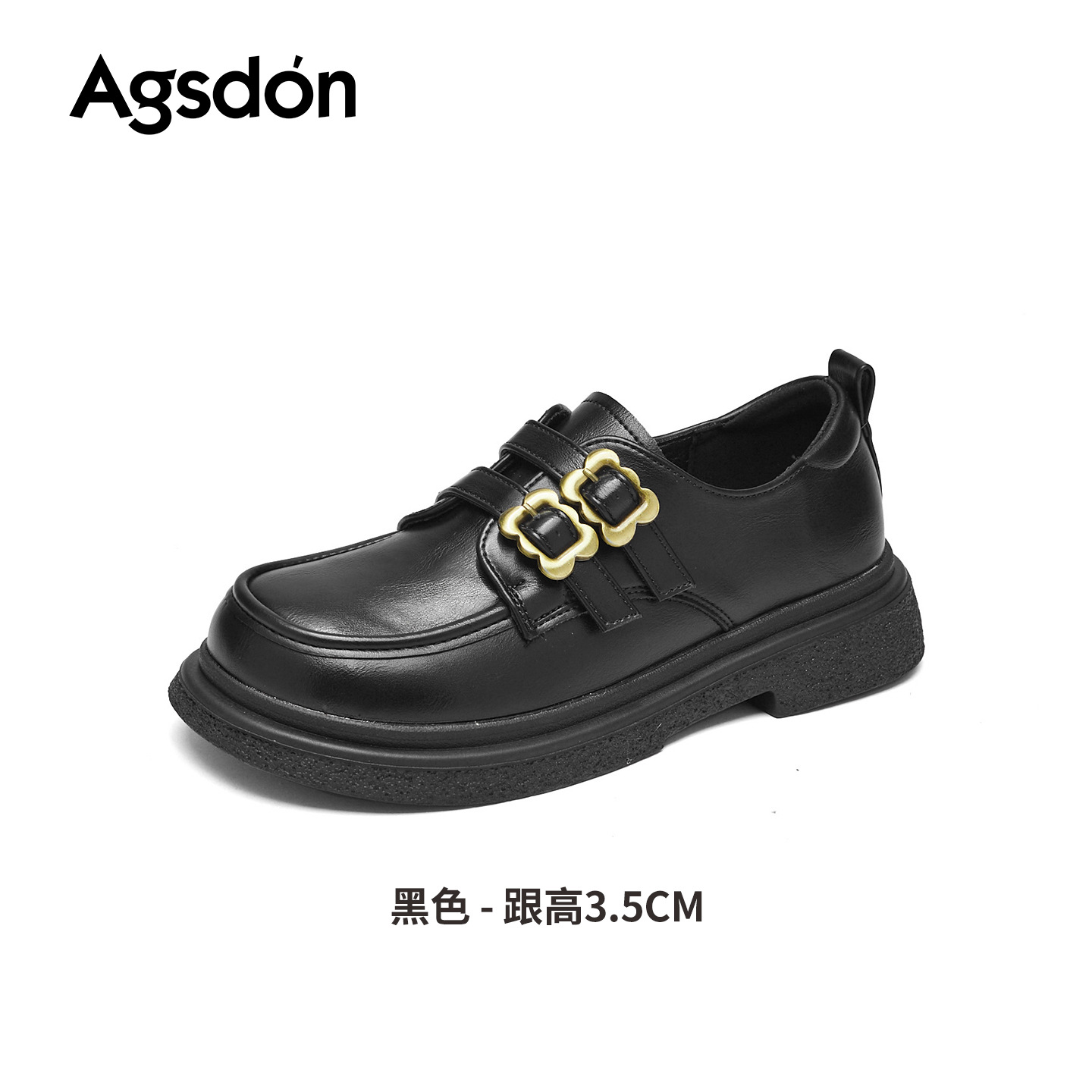 Augusto Lion Black Lefour zapatos para mujeres 2025 nuevo otoño suela suave no se cansa de los pies un pedazo de zapatos de cuero estilo británico