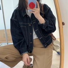 泽黛佳伊秋季新款深蓝色短款牛仔外套女韩版休闲春秋休闲上衣开衫