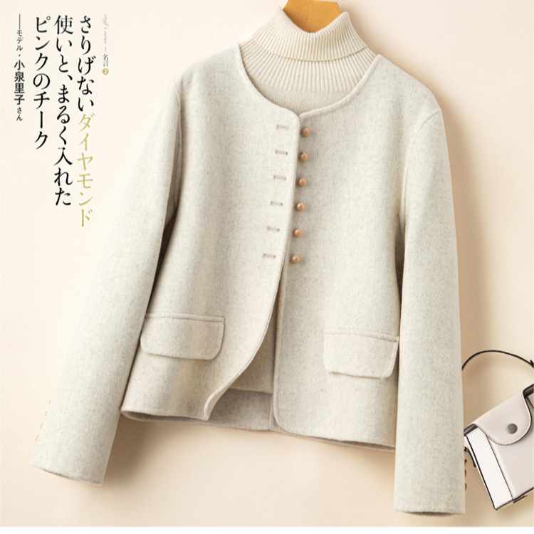 New Autumn and Winter Age-Reducing Double-Sided Pure Wool Coat for Women, Short Style, Chanel-Inspired, Slim Fit, Flattering for Petite Figures, Woolen Jacket