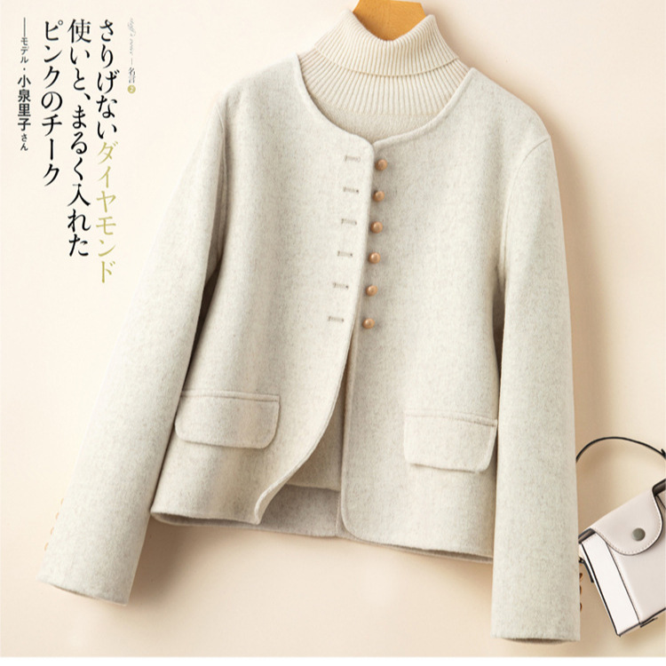 New Autumn and Winter Age-Reducing Double-Sided Pure Wool Coat for Women, Short Style, Chanel-Inspired, Slim Fit, Flattering for Petite Figures, Woolen Jacket