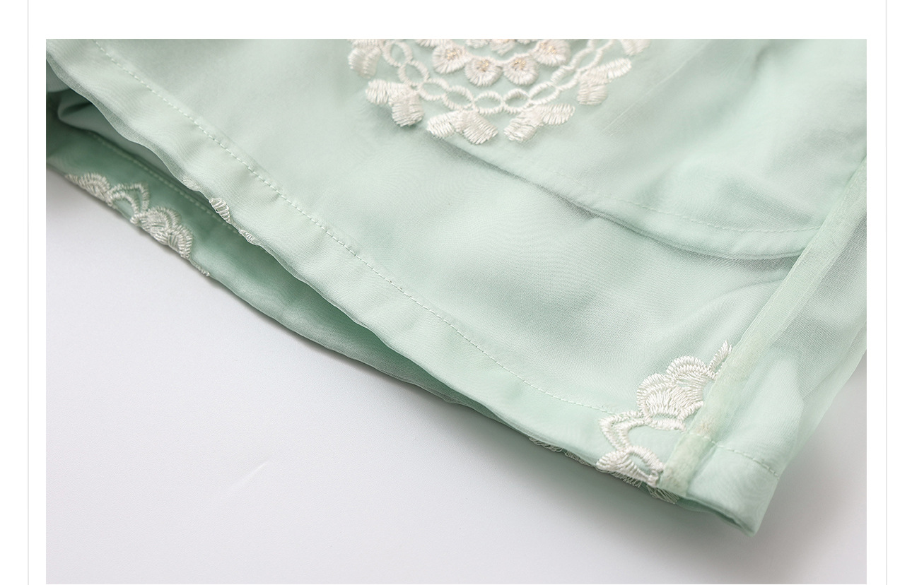 Bộ ba món áo khoác, áo vest và quần short lụa thêu sequin cao cấp kiểu Trung Quốc mới N3042 — Quần short xanh lục nhạt, Áo khoác xanh lục nhạt, Gi lê xanh lục nhạt chi tiết 39