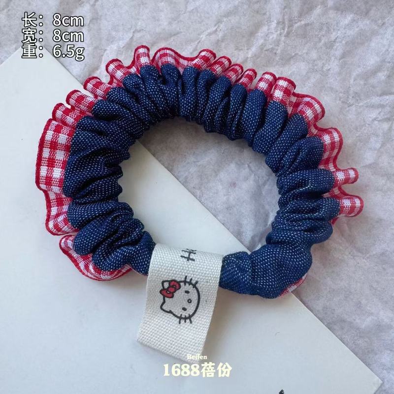 韩版百搭布标猫咪蕾丝边小肠发圈甜美少女扎发皮筋高弹力发绳儿童|undefined