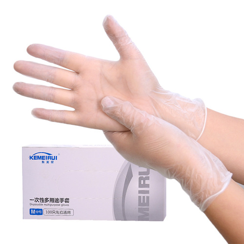 Packaged 100 pieces Disposable Gloves Food Grade PVC for Dining Baking Latex Clear Thickened Protection