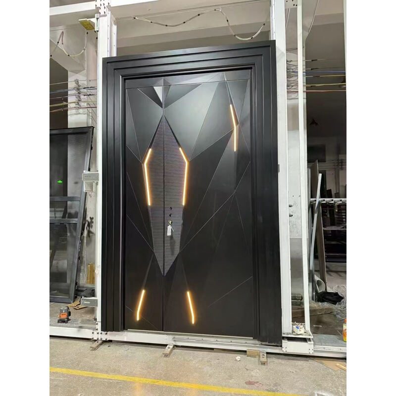 Cross-Border Foreign Trade Solid Aluminum Panel Doors, Noble Blue Platinum Base Entrance Double Doors, Villa Armored Doors, Export Main Doors
