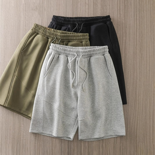 American Style 360G Heavyweight Casual Shorts Men's Summer 2025 Sports Middle Pants Grey Sweatpants Loose 5-Pocket Pants