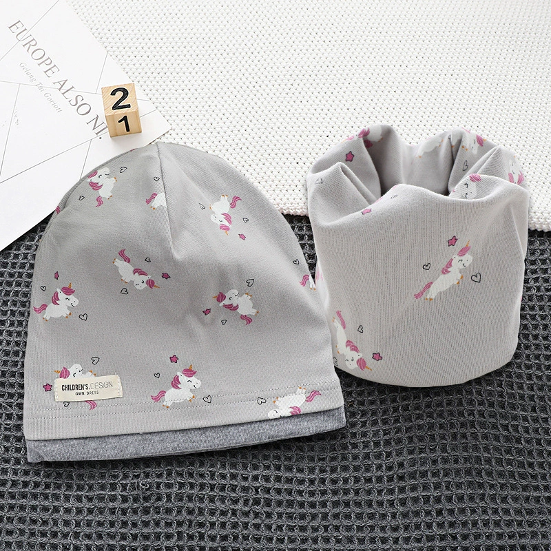 Demi-season kids' cotton set with scarf in Korean style, 2-8y, 48-54cm, multi-color options