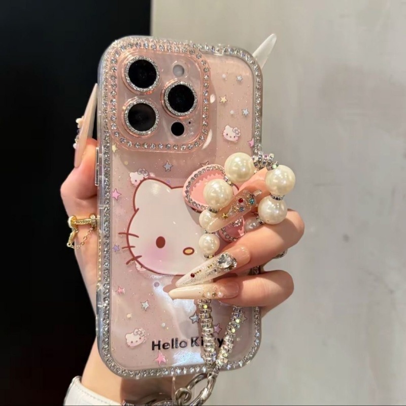 可爱卡通KT猫适用苹果16promax手机壳iPhone15点钻14日韩13防摔16|undefined