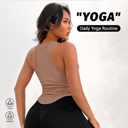 Fitness ironback vest beautiful back V-notch hem ribbed sportswear bralette yoga top cross-border