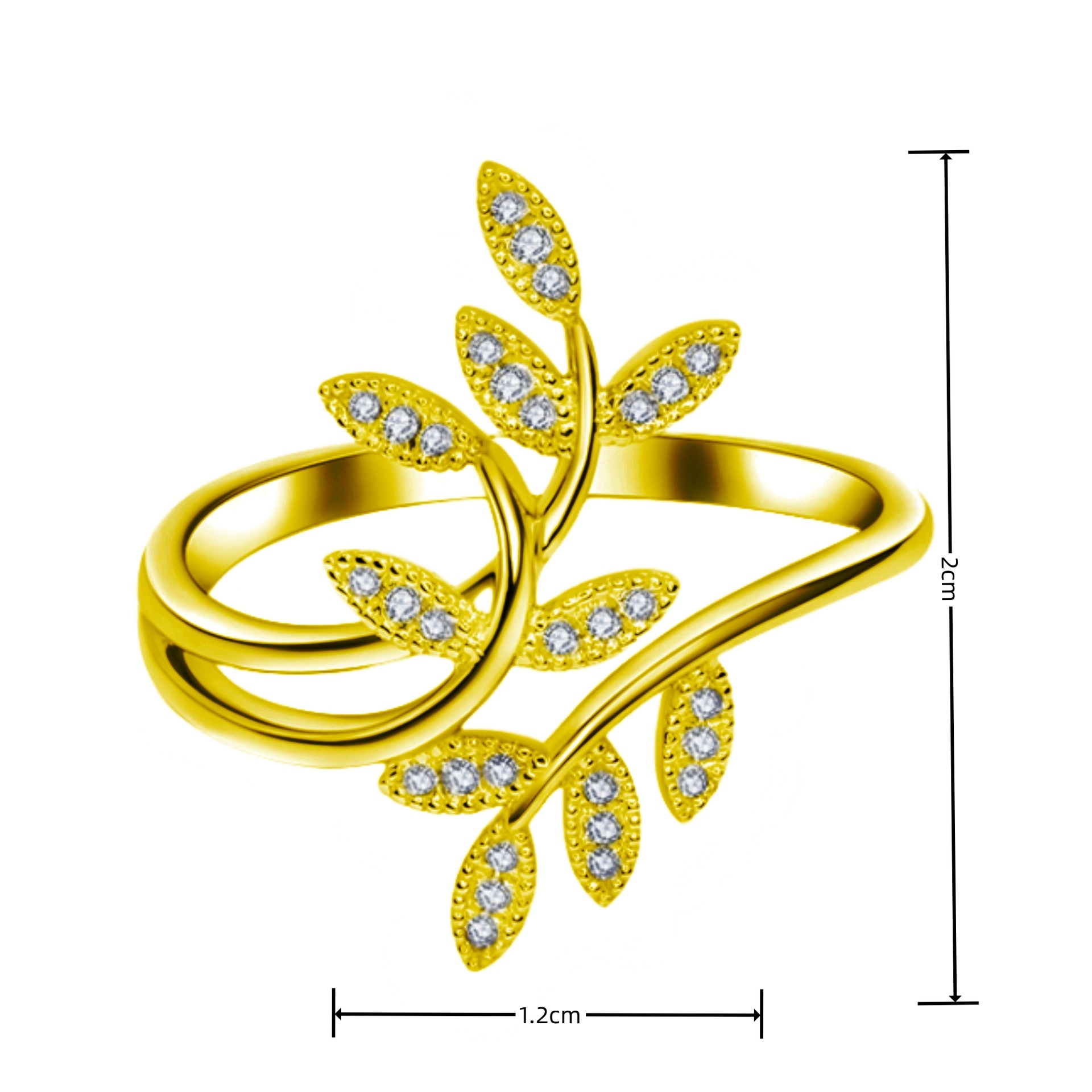Fashionable Adjustable Zircon Flower Leaf Ring For Women_voghion.com