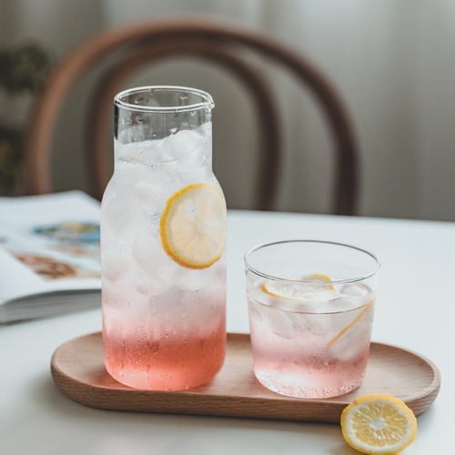 Household one-person drinking glass teapot with single cup simple breakfast cup juice cup Internet celebrity milk glass water cup