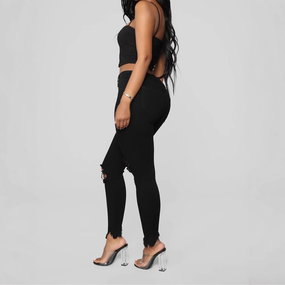 Pantalones rasgados de color sólido de verano para mujer europeos y americanos de eBay AliExpress Wish