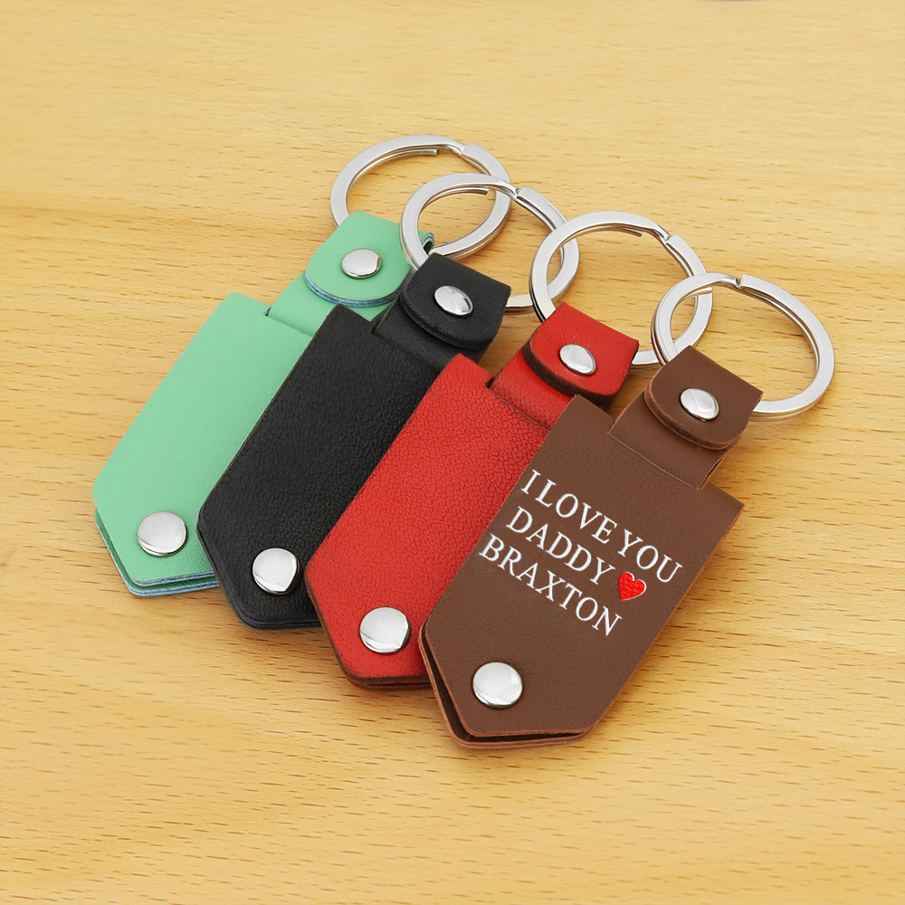 Cross-border leather keychain photo UV color printing photo Father's Day gift family couple Christmas gift