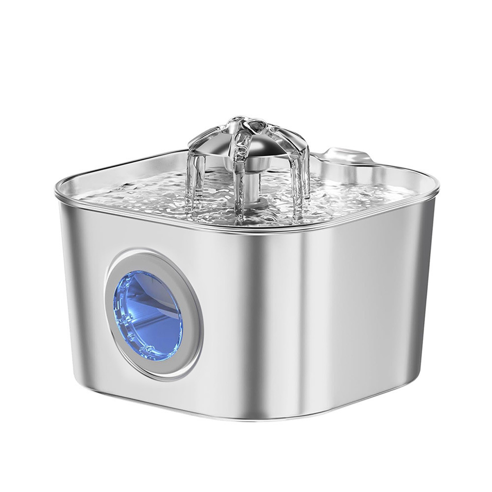 Fábrica de fuente 2.2L agua de acero inoxidable para mascotas filtración de circulación de carbón activado purificación de agua viva alimentador de agua para gatos y perros