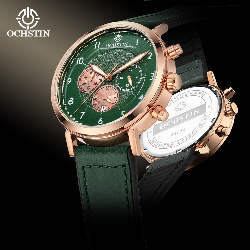 OCHSTIN品牌新款多功能石英男表胶贴皮夜光防水跨境手表现货批发