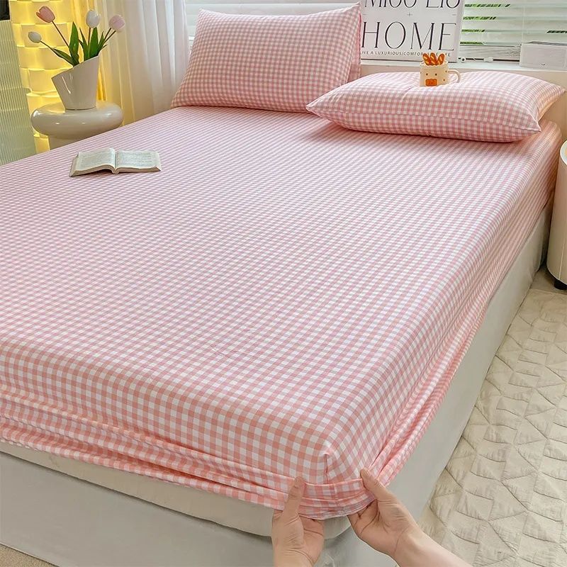 Solid Color Fitted Sheet Single Piece Bed Cover Student Dormitory Simmons Dust Cover Mattress Protector Pillowcase Universal Free Shipping