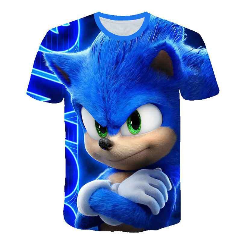 2024 Summer New Casual Men's T-Shirt 3D Digital Printing Sonic Pattern Short Sleeve Shirt Source Factory