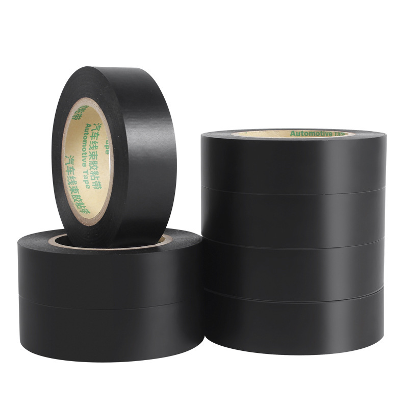 Customizado negro de PVC cableado cinta adhesiva aislante resistente a altas temperaturas adhesiva ultrafina alambre de automóvil eléctrico impermeable