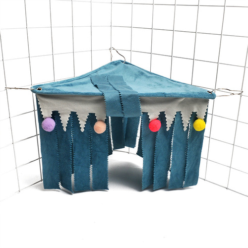 Hamster guinea pig rabbit three-sided tassel corner shelter Christmas small pet corner hideaway hammock tent