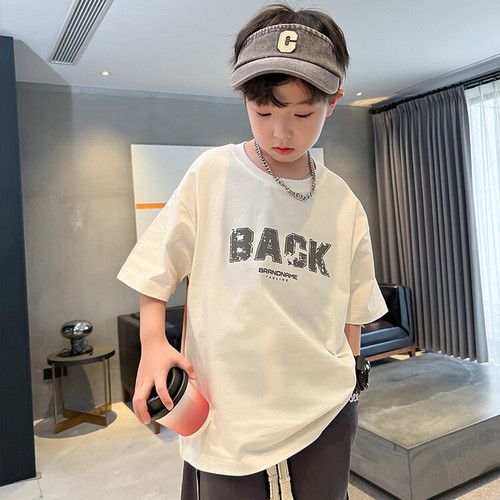 男童短袖T恤夏装2024新款儿童夏季上衣男孩中大童炸街半袖潮t代发