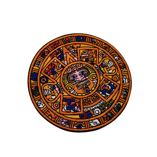 Overseas Mayan Calendar Patch Embroidered Aztec Sun Stone Velcro Armband
