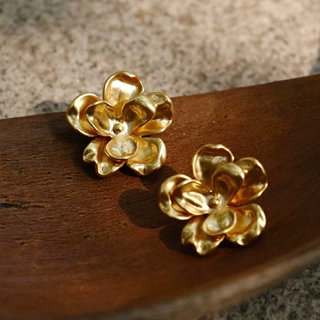 金色古风欧美耳饰小众高级感轻奢中古饰品珍珠耳钉复古耳环夏天