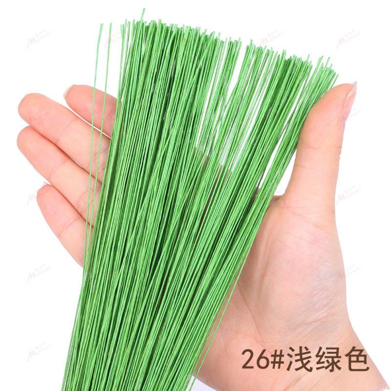 No. 26 paper-coated iron wire 60cm floral art sugar flower eternal flower paper flower gypsophila leaf vein green iron wire