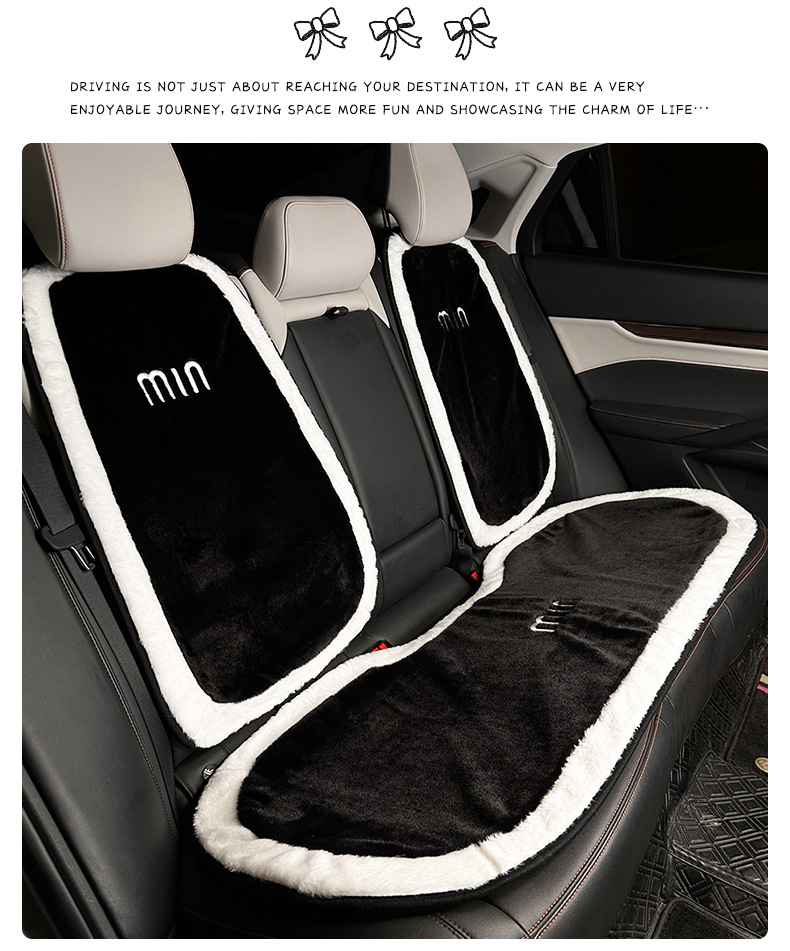 Winter plush car seat cushion, warm and thickened, popular rabbit fur with white edges, single-piece car seat cover