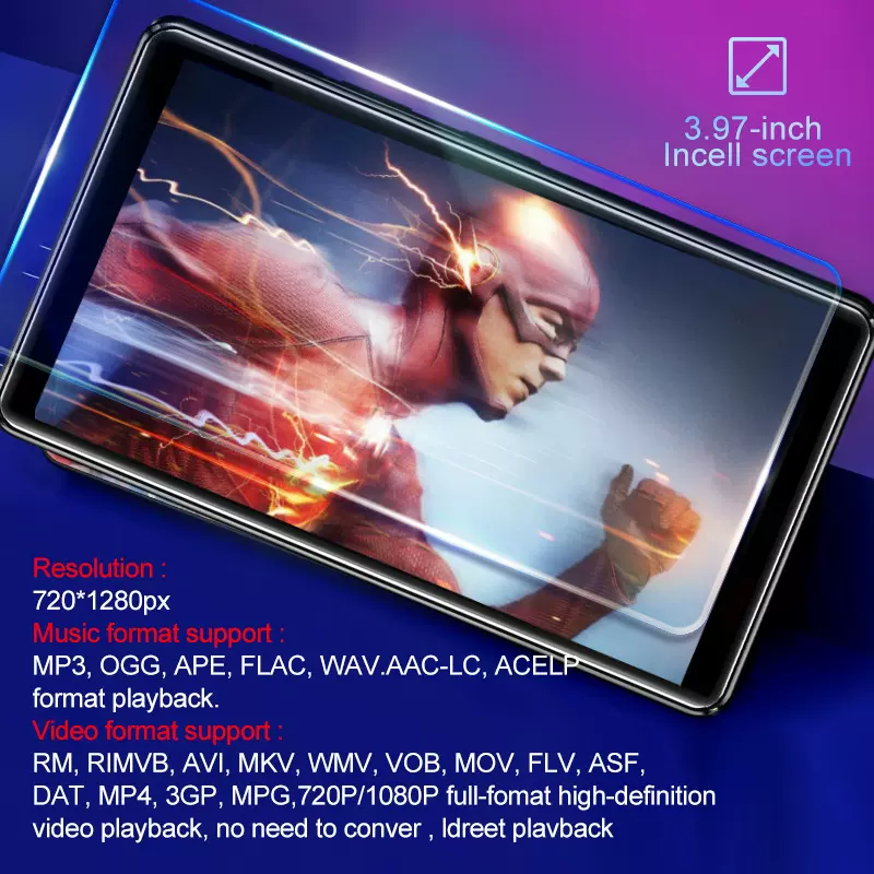 新款八核芯片蓝牙WIFI触屏4英寸大屏MP4 锌合金机身安卓款MP4