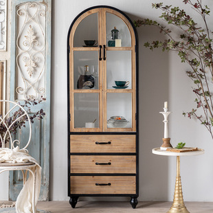 Modern minimalist office glass door bookcase file cabinet household living room wooden bookcase hand-made Display Cabinet wholesale