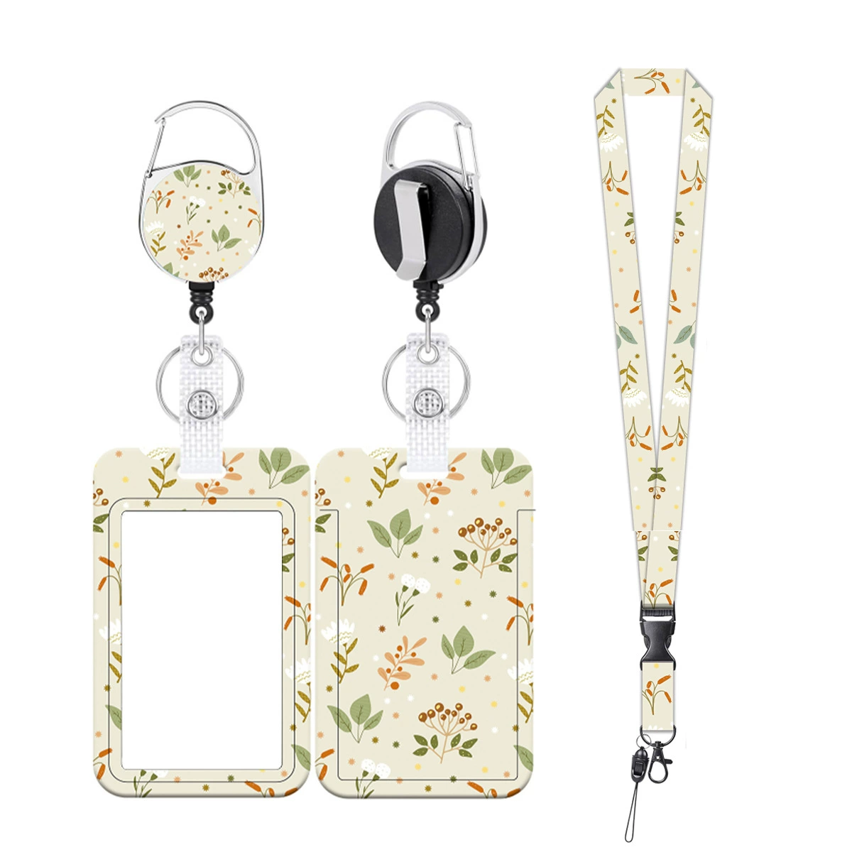 Cute removable card holder, strap, set, flowered