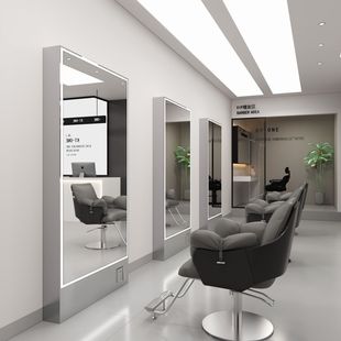 Trendy Barber Shop Stainless Steel Full-Length Mirror for Hairdressing, Single or Double-Sided Floor-Standing Perm and Dyeing Salon Mirror