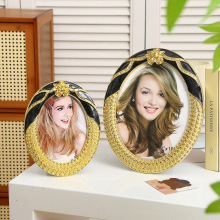 亚马逊欧式复古7寸10寸相框8040摆台黑色玫瑰边高级感轻奢批发