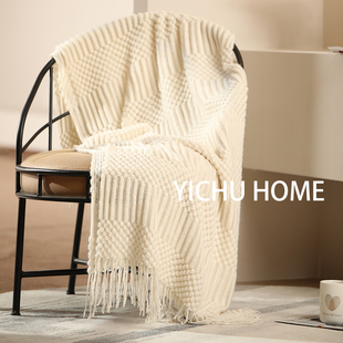 Light Luxury Blanket Ins Sofa Style Spring and Summer Office Nap Blanket Decorative Air Conditioning Blanket Light Luxury Pure Color Bed and Breakfast Blanket Cover Blanket