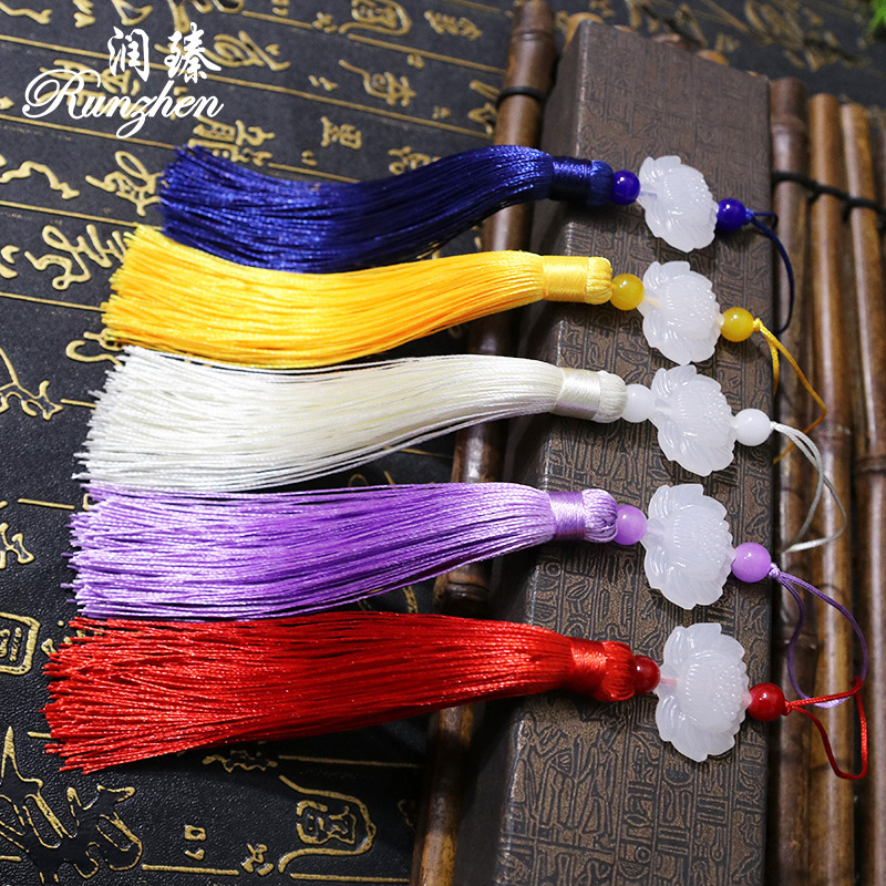 扇子流蘇穗子 白玉蓮花吊穗 古裝漢服壓襟流蘇扇墜中國結配件批發