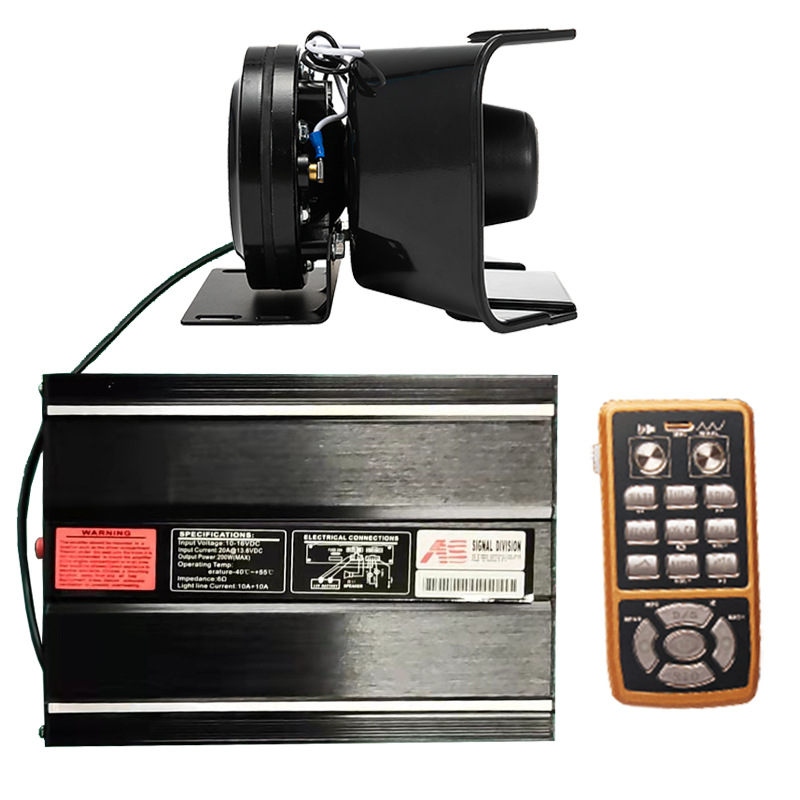 Car-mounted wireless siren speaker, 200W loudspeaker, high-pitched alarm speaker, AS7200M + Black Hawk speaker